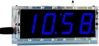 1-Inch LED Digital Display DIY Clock Kit (Blue) – Light-Control MCU Project Set with Casing