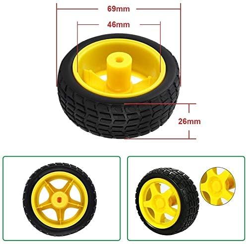 65mm Robot Yellow Wheel for BO Motor (4 Pcs)