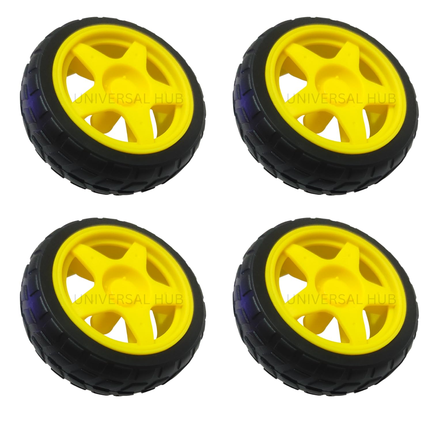 65mm Robot Yellow Wheel for BO Motor (4 Pcs)