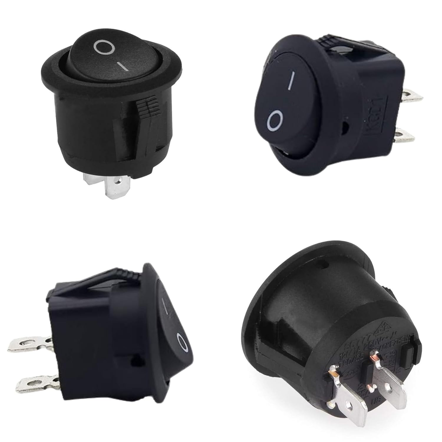 6A 250V AC SPST ON-OFF Round Rocker Switch (5Pc)